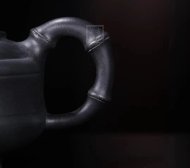 《雙線(xiàn)竹鼓》宜興紫砂壺工藝美術(shù)師手工茶壺茶具石黃泥雙線(xiàn)竹鼓