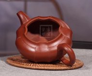 《菱意》宜興紫砂壺高級工藝美術(shù)師手工貴妃紅朱泥大彬六方
