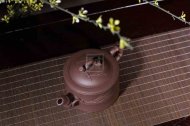 《竹節壺》宜興紫砂壺助理工藝美術(shù)師手工竹節壺紫泥