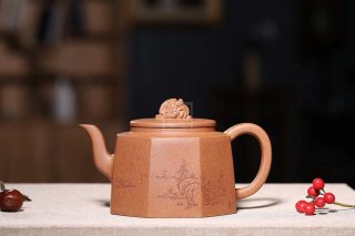 《八方來(lái)財》宜興紫砂壺工藝美術(shù)師手工金降坡泥泡茶壺茶具八方