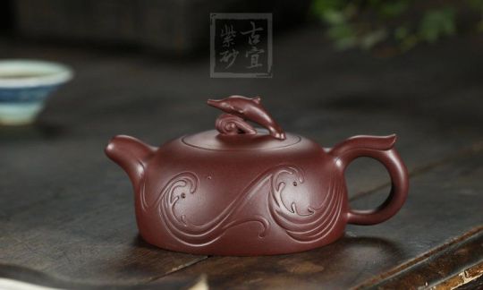 《海豚》工藝美術(shù)師手工家紫泥紫砂壺創(chuàng  )新壺系列收藏茶壺