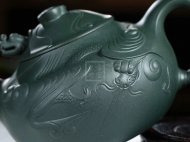 《云龍》宜興紫砂壺高級工藝美術(shù)師手工民國綠泡茶壺魚(yú)化龍茶具