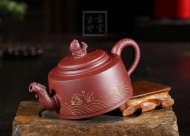 《魚(yú)躍龍門(mén)》宜興紫砂壺高級工藝美術(shù)師手工禮品茶具底槽青