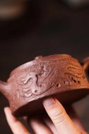 《雙龍石鼓》宜興工藝美術(shù)師手工紫砂壺創(chuàng  )新壺全手工段泥泡茶壺
