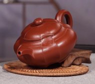 《菱意》宜興紫砂壺高級工藝美術(shù)師手工貴妃紅朱泥大彬六方
