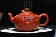 《魚(yú)化龍》宜興紫砂壺魚(yú)化龍紫砂泡茶壺朱泥手工工藝美術(shù)師紫砂茶具