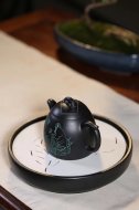 《秦權》茶壺工藝美術(shù)師手工紫砂壺泡茶器宜興黑料秦權茶具