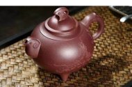 《三陽(yáng)開(kāi)泰》宜興紫砂壺助理工藝美術(shù)師手工底槽青