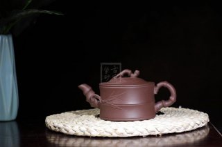 《竹節壺》宜興紫砂壺助理工藝美術(shù)師手工竹節壺紫泥