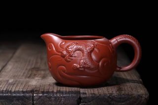 《魚(yú)化龍公道杯》宜興紫砂壺手工大師收藏級茶壺大紅袍料