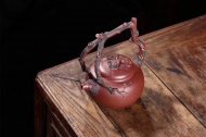 《留香提梁》宜興紫砂壺底槽青創(chuàng  )新提梁全手工茶壺