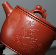 《玉兔追月》宜興紫砂壺實(shí)力派名家純手工大紅袍漢瓦大泡茶壺
