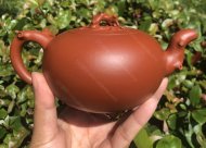 樹(shù)樁葡萄壺；朱泥380CC