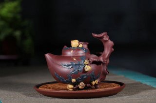 《多子多?！芬伺d紫砂壺高級工藝美術(shù)師純手工底槽青中壺茶具泡茶壺創(chuàng  )新壺