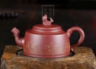 《魚(yú)躍龍門(mén)》宜興紫砂壺高級工藝美術(shù)師手工禮品茶具底槽青