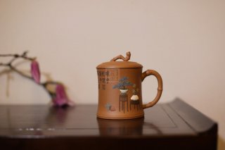 《繁花似景竹節蓋杯》經(jīng)典紫砂壺宜興全手工泡茶壺茶具降坡泥
