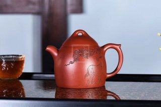 《松鹿秦權》宜興紫砂壺實(shí)力派名家純手工大紅袍茶壺全手工秦權紫砂壺