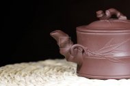 《竹節壺》宜興紫砂壺助理工藝美術(shù)師手工竹節壺紫泥