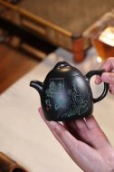 《秦權》茶壺工藝美術(shù)師手工紫砂壺泡茶器宜興黑料秦權茶具