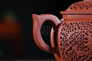《喜在眼前》宮燈紫砂壺高級工藝美術(shù)師宜興手工茶壺底槽青壺