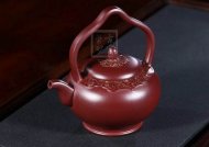 《梵華提梁》純手工高級工藝美術(shù)師宜興紫砂創(chuàng  )新提梁壺紫泥泡茶壺套壺