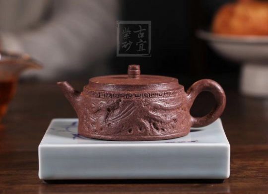 《雙龍石鼓》宜興工藝美術(shù)師手工紫砂壺創(chuàng  )新壺全手工段泥泡茶壺