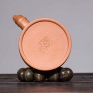 《竹節提梁》宜興助理工藝美術(shù)師工內壁章紫砂壺實(shí)力派范玲家藏段泥提梁