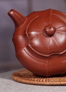 《菱意》宜興紫砂壺高級工藝美術(shù)師手工貴妃紅朱泥大彬六方