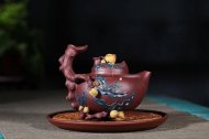 《多子多?！芬伺d紫砂壺高級工藝美術(shù)師純手工底槽青中壺茶具泡茶壺創(chuàng  )新壺