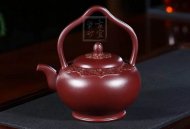 《梵華提梁》純手工高級工藝美術(shù)師宜興紫砂創(chuàng  )新提梁壺紫泥泡茶壺套壺