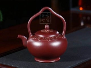 《梵華提梁》純手工高級工藝美術(shù)師宜興紫砂創(chuàng  )新提梁壺紫泥泡茶壺套壺