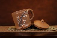 《竹節蓋杯-泥繪梅花款》紫砂壺實(shí)力派名家手工宜興茶壺茶具段泥