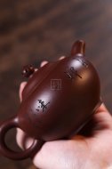 《宮燈》宜興紫砂壺名師實(shí)力派名家手工紫朱泥金絲西施泡茶壺