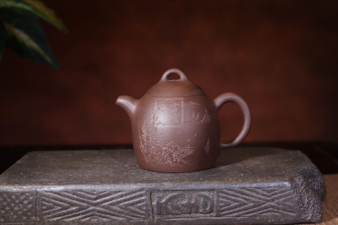 《秦權》宜興紫砂壺助理工藝美術(shù)師純手工禮品茶具紫泥秦權茶壺