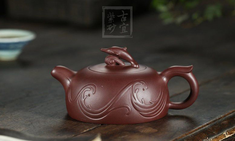 《海豚》工藝美術(shù)師手工家紫泥紫砂壺創(chuàng  )新壺系列收藏茶壺