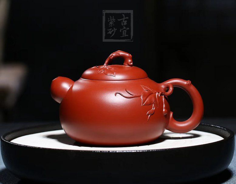 《道洪葫蘆》宜興紫砂壺工藝美術(shù)師手工刻繪大紅袍創(chuàng  )新壺泡茶壺具